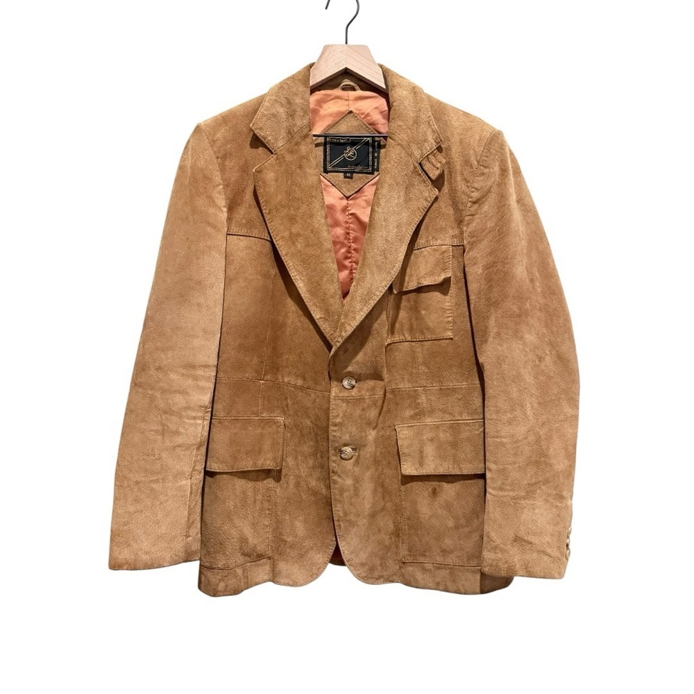 Vintage Lance Limited Tan Suede Leather Blazer Jacket Size 42 Made in Korea